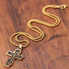 Christian Orthodox Crucifix Jesus Cross Pendant Necklace Prayer Jewelry Guard picture