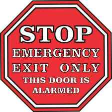 5x5 Stop Emergency Exit Only This Door Is Alarmed Sticker Vinyl Sign Doors Decal picture