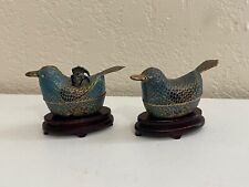 Vintage Chinese Plique a Jour Cloisonne Pair of Duck Bird From Boxes Figurines picture