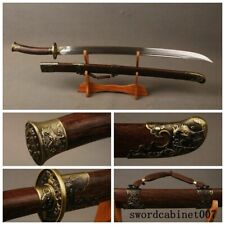 Chinese Qing Dynasty DAO Handmade damascus steel sword Rosewood handle scabbard picture