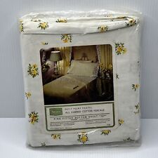 Vintage Sears Floral King Size Fitted Bottom Sheet Floral Percale New USA Made picture
