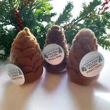 Trader Joes Pinecones 3 Felted Wool Light And Dark Brown Holiday Limited Item picture
