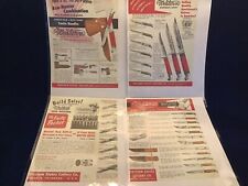 VINTAGE 4 PAGE LAMINATED COPY OF 1955 WESTERN QUALITY CUTLERY KNIVES CATALOG picture