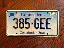 Connecticut License Plate 385 GEE Constitution State 2000's Blue Fade CT picture
