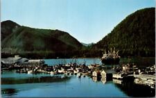 Petersburg AK Alaska Harbor View Boats Ships Mountains Vintage Postcard picture