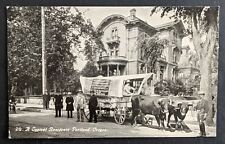 Portland Residence Oxen Wagon Advertising Oregon Trail Expedition OR Postcard picture