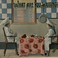 Postcard What Are You Waiting For? Child Chefs Samson Brothers Series 173 1914 picture