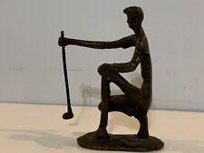 Vintage Bronze Golfer Lining Up Putt Decorative Figurine picture