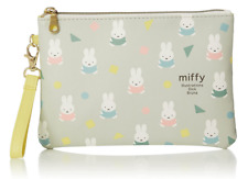 New JAPAN Miffy Rabbit Beige Pouch Mask Case Money LARGE Storage Wristlet Purse picture