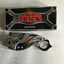 7” Rainbow  Dragon Karambit Spring Assisted Open Blade Folding Pocket Knife picture