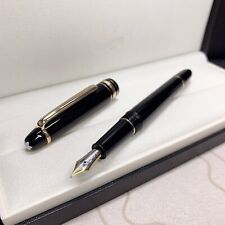 Luxury Resin 145 Series Bright Black-Gold Clip Medium nib Fountain Pen No Box picture