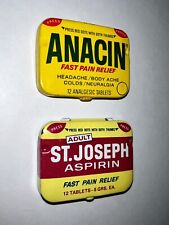 Vintage Aspirin Tins Anacin St Joseph Lot of 2 picture