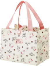 JAPAN SANRIO Hello Kitty Cat Flower Pink Beige Bento Bag Small Lunch Tote School picture
