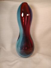 MCM 70s Murano Style Double Gourd Tricolor Hand Blown Art Glass 12.25” Vase picture