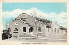 First Christian Church Lubbock Texas TX Old Car c1920 Postcard picture