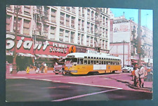 Trolley at Intersection Los Angeles CA Unposted Chrome Postcard picture
