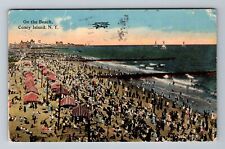 Coney Island NY-New York, Crowd On The Beach, c1917 Vintage Souvenir Postcard picture