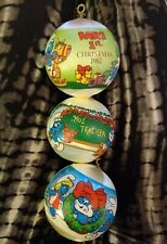 3 Piece VTG 🎄 - The Smurf Collection - Satin Unbreakable Ornaments Christmas  picture