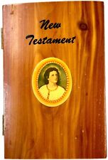 Vintage 1957 New Testament Bible w/ Small Wooden Box Case New York Bible Society picture