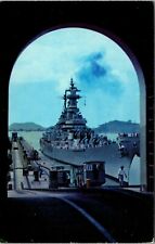 U.S.S. Missouri Pedro Miguel Locks Naval Ship Postcard Chrome Unposted A1279 picture