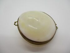 Vintage Genuine Real Clam Sea Shell Hinged Jewelry Trinket Box Coin Purse picture