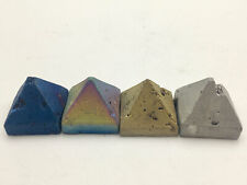 Druzy Agate Small Pyramid 24x24mm Silver/Gold/Rainbow/Blue Sold Per Piece picture