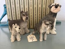 4 Realistic Vintage Schnauzer Dogs Figurine Resin picture