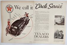1937 Texaco Oil Gasoline Circle Service Vtg Print Two Page Ad Man Cave Art Deco picture