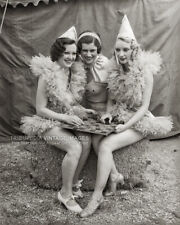 Vintage 1935 Photo Cute Circus Performer Girls Playing Checkers Ballerina Outfit picture