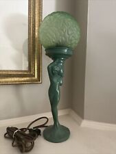 Deco Nude Lady Lamp Green Brain Shade. picture