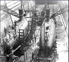 Canadian Submarines CH-14 and CH-15 in Drydock. 1918-20..8X10 Print picture