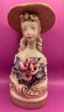 Vintage CORDEY Corday Victorian Lady Bust with hat Figurine Porcelain 1940s ~ 7” picture