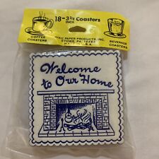 vintage coffee coasters 18-3 3/8 inch coasters usa fireplace Welcome To Our Home picture