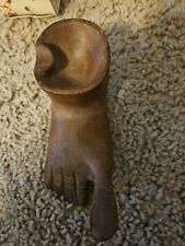 Vintage Paul marshall Hand Carved Wood HUMAN FOOT Shape Cigar Cigarette Ashtray  picture