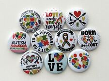 Autism Awareness Set of 10 Pin back buttons 1 inch Badge Collectibles #2 picture