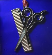 Hair Dresser Ornament Sheers Comb Crystal Enhancement Regent Square NIB picture