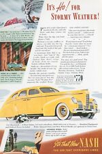 1939 Nash Vintage Car Ad 4 Door Sedan Weather Soundproofing Noiseless Wings picture