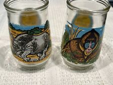 WELCH'S ENDANGERED SPECIES JAR LOT Of 2 GLASSES--BLACK RHINO--MANDRILL--WWF picture