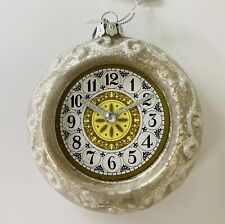 Silver Tree Cream Hand blown Glass Wall Clock 4 Inch Ornament picture