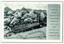 c1940's Diagram Of The Great 8 Mile Cascade Tunnel Scene Washington WA Postcard picture