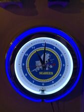 Navy SeaBees Military BLUE Man Cave Neon Wall Clock Advertising Sign picture