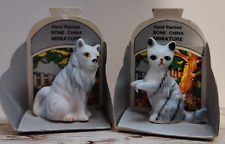 2 ~ Vintage Mid Century Miniature Cat/ Dog Figurines ~ Bone China~ On Store Card picture