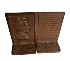Antique Abraham Lincoln Bronze Bookends Cast By Griffoul Signed M. Peinlich 1914 picture