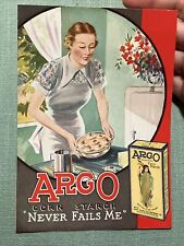 VTG RARE  Advertising ARGO CORN STARCH “ NEVER FAILS ME” Paper Recipe Brochure picture