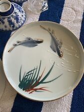 Japanese Porcelain Fish Footed Dish Bowl, Gold Trim picture