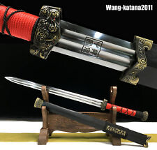 36'' Chinese Ebony Manganese Steel Sharp Double Groove Sword Han Dynasty Jian 汉剑 picture