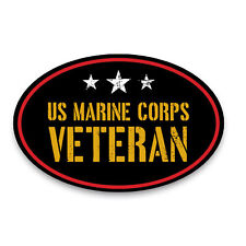 US Marine Corps Veteran Black Oval Magnet Decal, 4x6 Inches, Automotive Magnet picture
