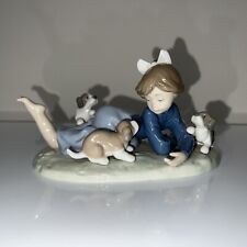 Mint LLADRO Figurine 5594 Playful Romp Girl with 3 Puppies picture
