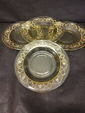 Rosemary Dutch Rose Amber Depression Glass 4 Saucers Federal Glass picture