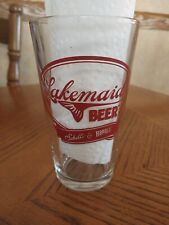 RARE Lakemaid BEER Shell's & RAPALA Clear Glass Red Lettering Pint Brewery Glass picture